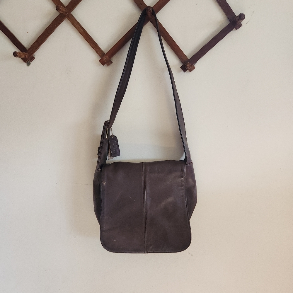 Coach Flatiron front flap bag model 4173 Brown Leather Shoulder
